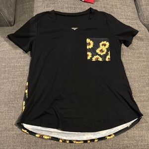 Black Sunflower Print Women's Top